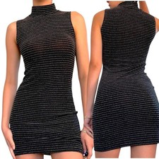 Y2K Black Sparkly Bodycon Dress