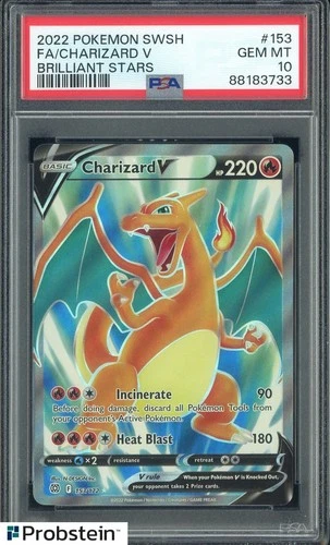 2022 Pokemon SWSH Brilliant Stars #153 FA Charizard V PSA 10 GEM MINT