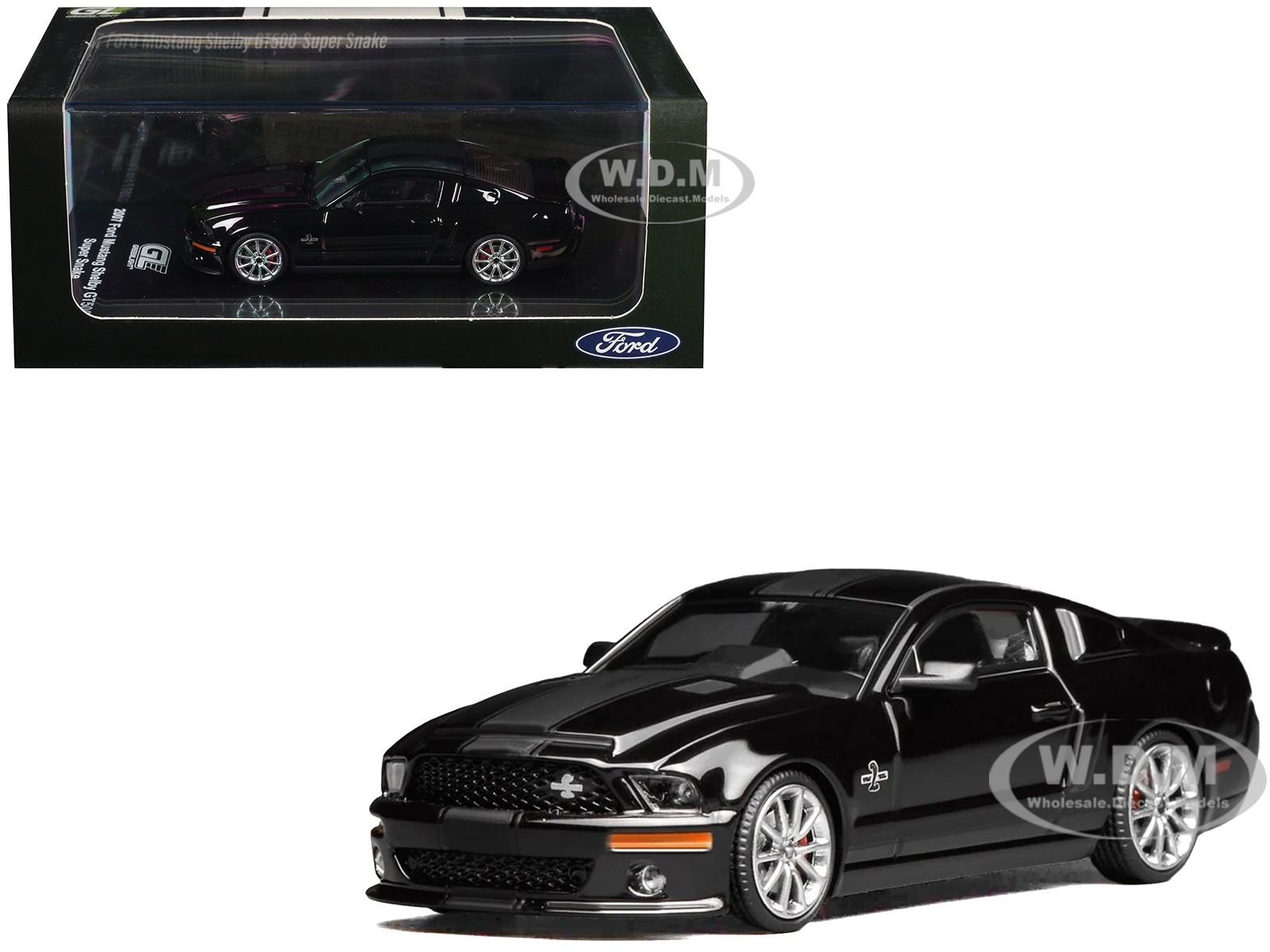 2007 SHELBY GT500 SUPER SNAKE BLACK 1/64 BY MOTORHELIX/GREENLIGHT 1251006C