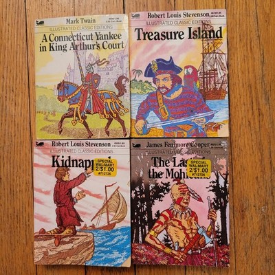 4 Vintage Moby Books Illustrated Classic Editions Treasure Island Kidnapped