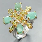 Jewelry gem Emerald Ring 925 Sterling Silver Size 7.5 /R446416