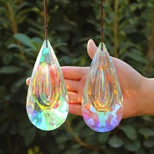 2 Pack 120mm Crystal Suncatcher Large Prism Sun Window Hanging Decor Set
