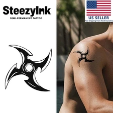 SteezyInk temporary tattoo Shuriken Swirl Temporary last upto 2 weeks 3 x 3 inch