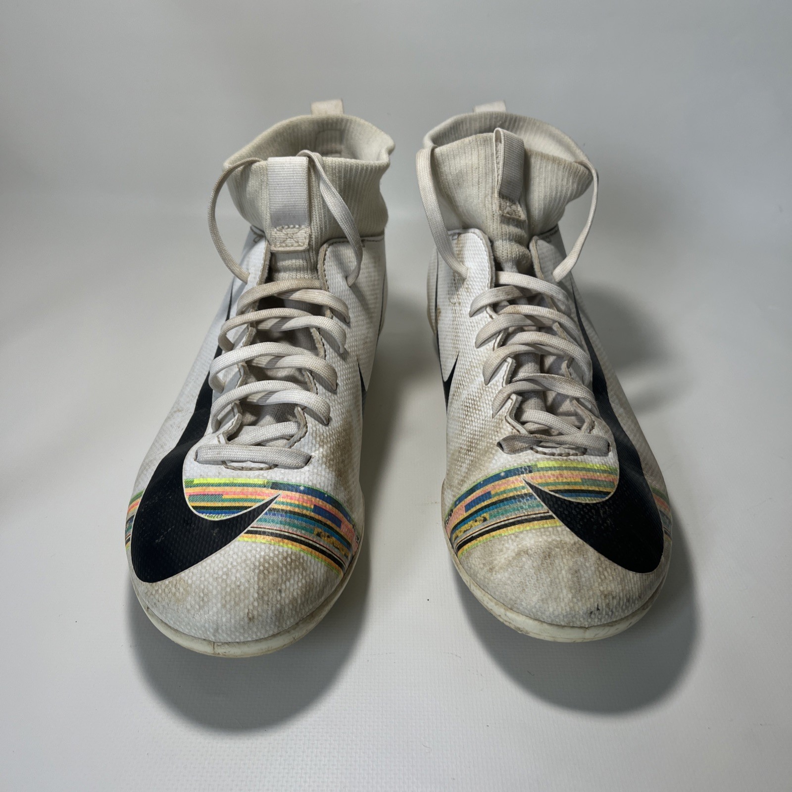 Nike Kids 5y Mercurial Superfly 6 Club Soccer Shoes White AJ3115-109 Lace Up thumbnail 2