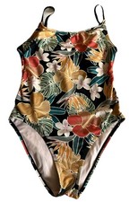 Hurley Floral Onepiece Swimsuit Built in Bra Adjustable Straps Beach Vacation M