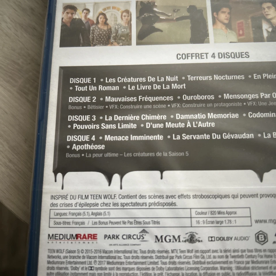 TEEN WOLF COMPLETE SERIES 5 Blu Ray 5th Fifth Season Five French import 4 discs - Image 4 of 4