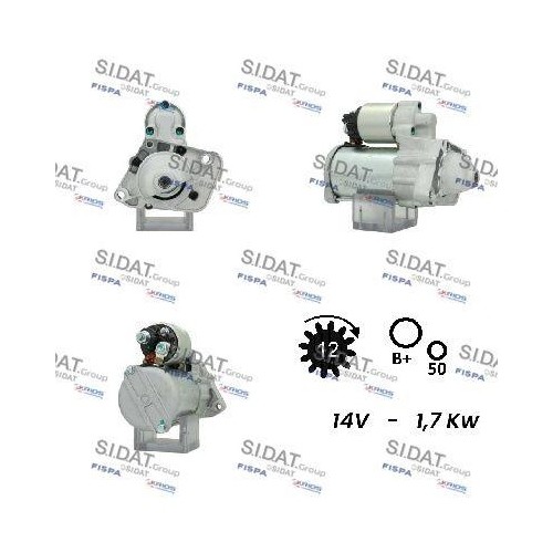 Démarreur Sidat S12BH0120 à haute efficacité 12V pour moteur Renault
