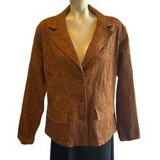 NWT Chico's Size 2 Women's Blazer Metallic Floral Long Sleeve Button Down Jacket