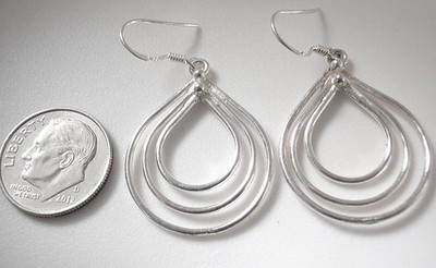 Dreifach konzentrische Creolen 925 Sterling Silber Ohrhänger