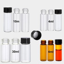 500x 4/10/30ml Glass Vials Amber/Clear Vials with Caps Small Lab Vials Sample