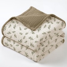 Olive Tree Muslin Quilt Crib Blanket For Baby And Toddler 47x47 Inch Soft