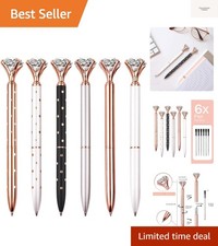 6 PCS Diamond Pens With Big Crystal Pretty Glitter Ballpoint Pens Gifts for W...