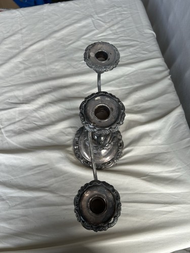 Baroque Three Light Candelabra Wallace Silverplate - Picture 6 of 6