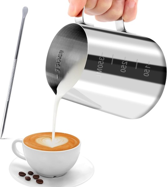 MilchkäNnchen Edelstahl 350Ml Handheld AufschäUmkäNnchen FüR Latte Art Barista-image