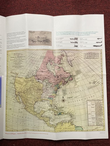 RARE Vintage American Airlines Map Poster Foldout Happy Birthday Bicentennial - Picture 5 of 6