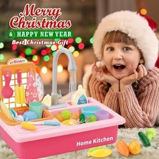 Electronic Dishwasher Running Water Pretend Play Sink Kitchen Pretend Toys Kids