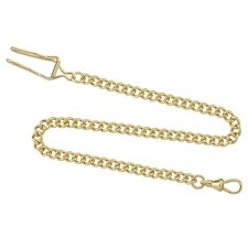 Stainless Steel Gold-Plated 14 Inch Pocket Watch Chain with Belt Clip 