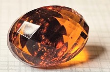 Antique Faceted Amber-Color Glass Button – Brass Shank.