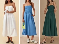 Women Reformation Pleated High Waist Fit & Flare Midi Dress
