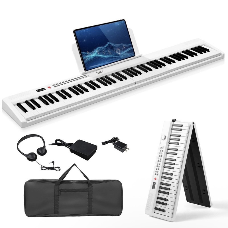 Glarry Foldable 88 Key Full Size Semi-Weighted Keyboards Digital Home Piano