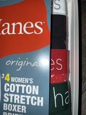 NEW 4 Pack Hanes Ultimate Originals Womens Cotton Stretch Boxer Briefs, 6 MEDIUM