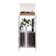 Clear Acrylic Side Table, 15.7" L x 11.8" W x 30.7" H, 3-Tier End Table for L...