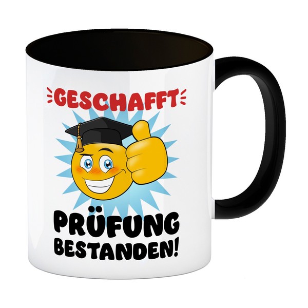 PrüFung Bestanden Kaffeebecher In Schwarz Mit Spruch Geschafft PrüFung Bestanden-image