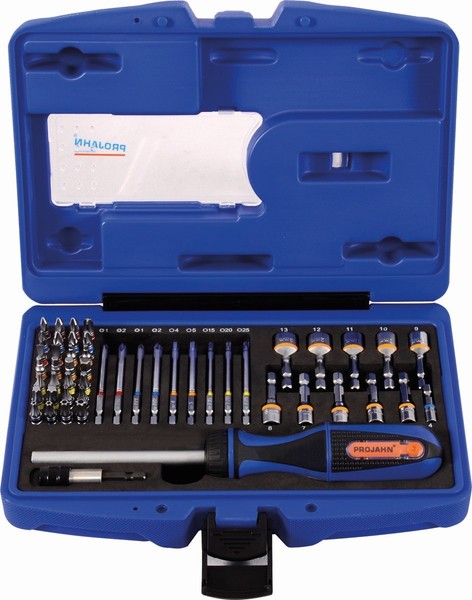 "Projahn Color 1/4\" Bit-Box Mit Ratschenschraubendreher Inkl. Bitfach 60-Teilig"-image
