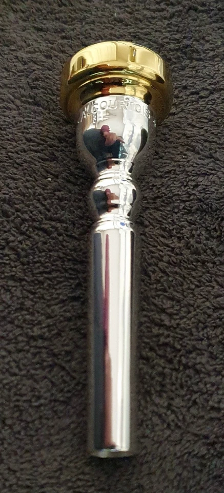 Boquilla trompeta ANTOINE COURTOIS PARIS 3 D, chapada en oro 24K, ¡PRÍSTINA! Foto 3 de 4