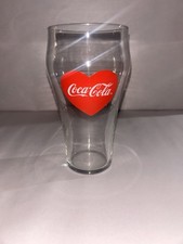 Coca-Cola Coke Drinking Glass with Red Heart 22 oz Vintage 6.5 in
