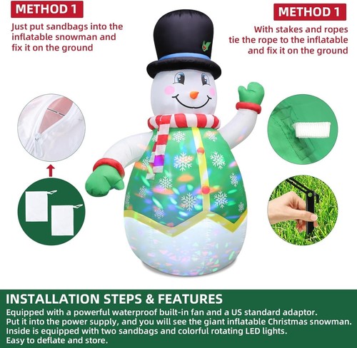 Christmas Inflatables Snowman Outdoor Decorations 8FT, Blow Up Yard Decoratio... - Picture 5 of 7