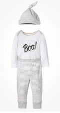 Infant Girls Boys White Ghost Halloween Outfit Set Striped Pants Set 12m W/hat