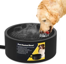 Heated Water Bowl for Dogs & Cats, Waterproof Heated Dog Bowl with Chew Resistan