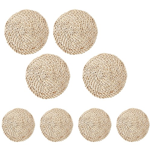 8 Pcs Practical Straw Placemat Thickened Heat Insulation Protective Placemat - Picture 10 of 11