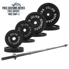 BalanceFrom Cast Iron Standard Weight Including 5FT Standard Barbell, 85 LB Set
