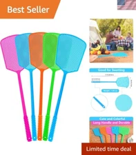Fly Swatter,5 Pack Plastic Heavy Duty Manual Fly Killer, Long Handle Flyswatt...