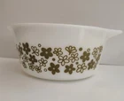 Vintage Pyrex Spring Blossom Crazy Daisy 1.5Qt Green Casserole #474-B