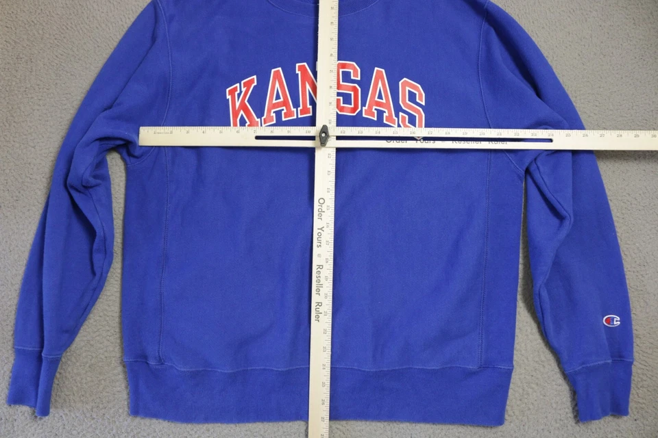 Kansas Jayhawks Champion Reverse Weave Sweater Pullover Mens Large Blue NCAA - Image 3 of 4