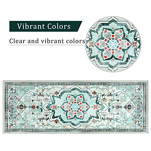 Boho Kitchen Rug, Teal Kitchen Rugs Farmhouse Style, Bohemian Rug