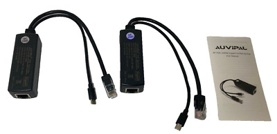 2pk AuviPal Gigabit Splitter PoE to Micro USB Power and Ethernet for Rasp Pi NEW