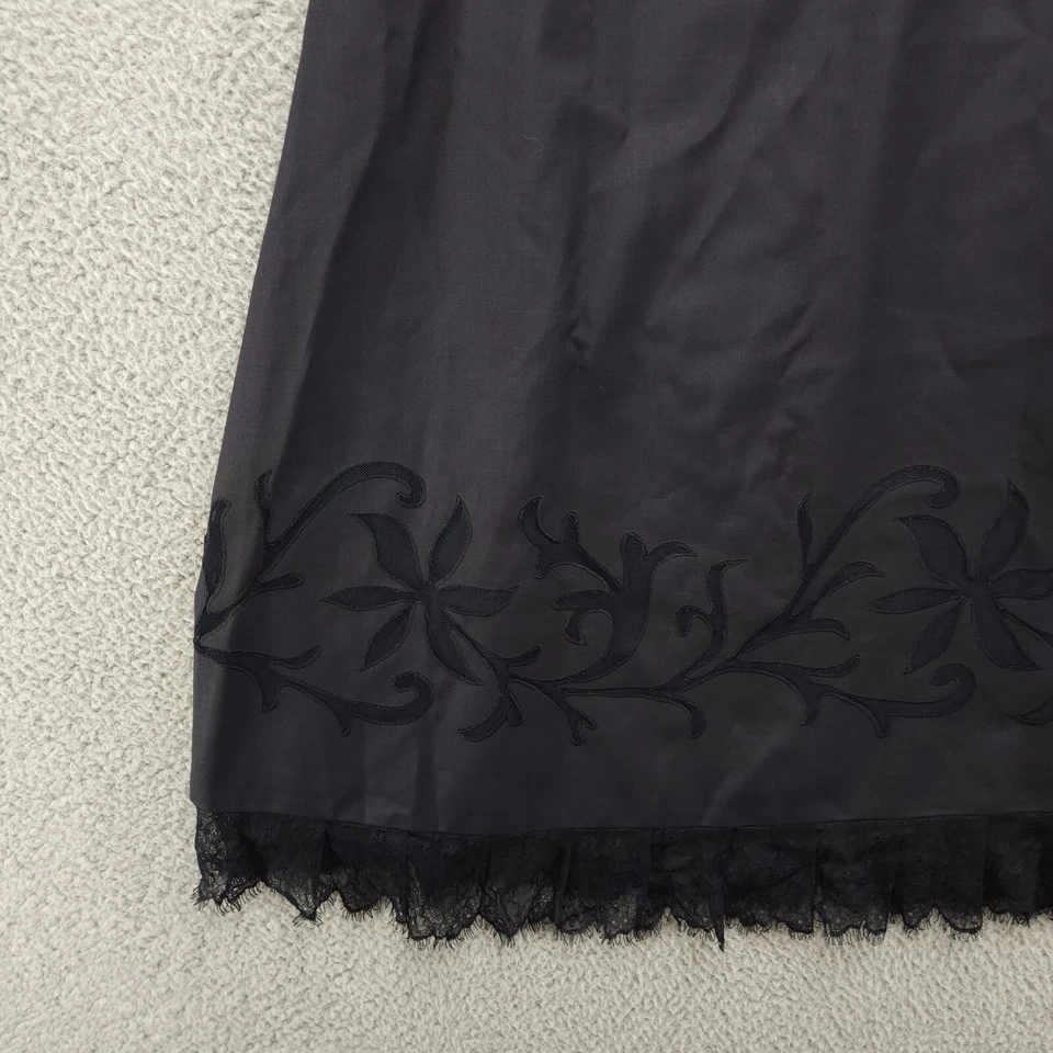 Ann Taylor Loft Skirt womens 0 Black knee high side zip A-line Floral Wool Lace - Image 4 of 4