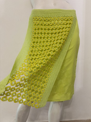 CUSTO BARCELONA Gonna verde decorazione crochet perline Tg S - NUOVO - Imagen 4 de 11