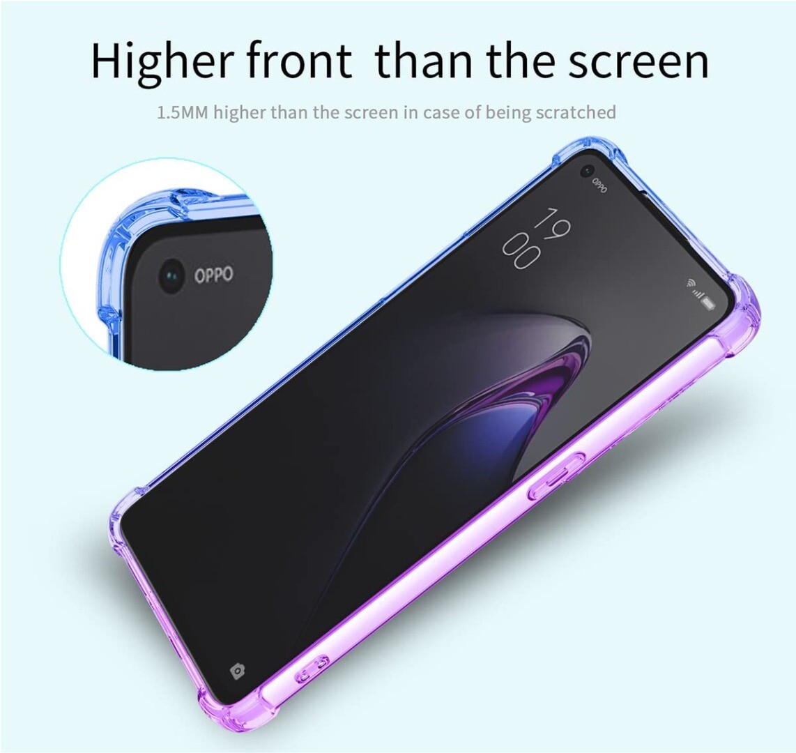 WILLIS Custodia per Oppo Reno8 Lite 5G, Cover Protettiva in Silicone TPU Colore Sfumato Trasparente, Custodia per Telefono Antiurto e Antigraffio