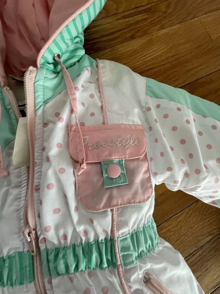 Vintage Giacca Young Gallery Snowsuit Sz 18m Hooded NWT Pink Green 80s/90s - Image 2 of 4