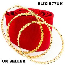 NEW PAIR HUGE SILVER OR GOLD HOOP EARRINGS LARGE LONG TWISTED CIRCLE STUD WOMENS