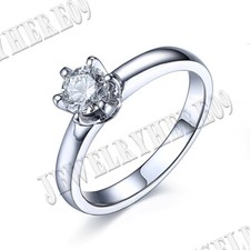 Sterling Silver Round 5mm 1/2CT Cubic Zirconia Engagement Wedding Fine Gift Ring