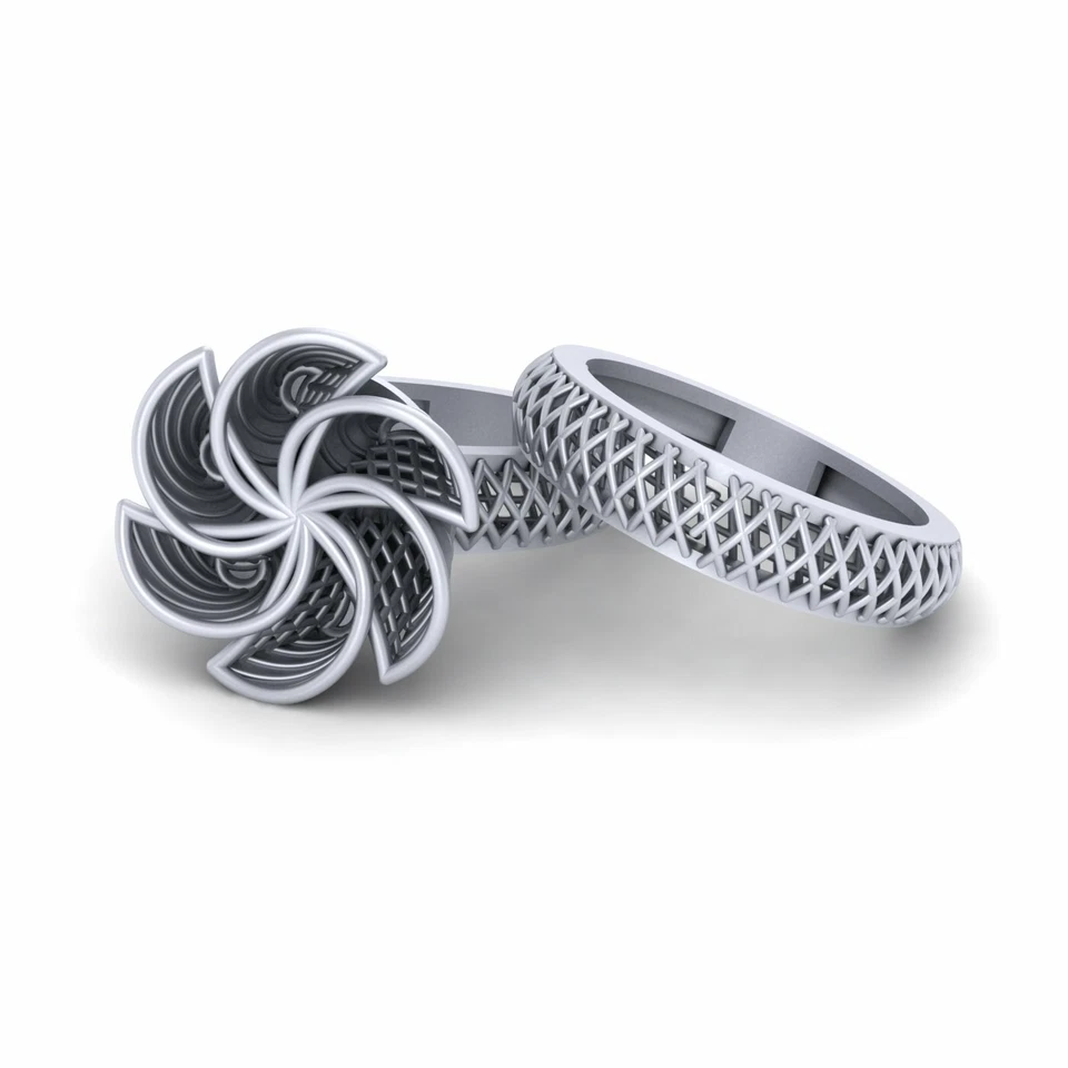 Criss Cross Mesh Wedding Ring Set 925 Sterling Silver Engagement Rings For Women - Image 4 of 4