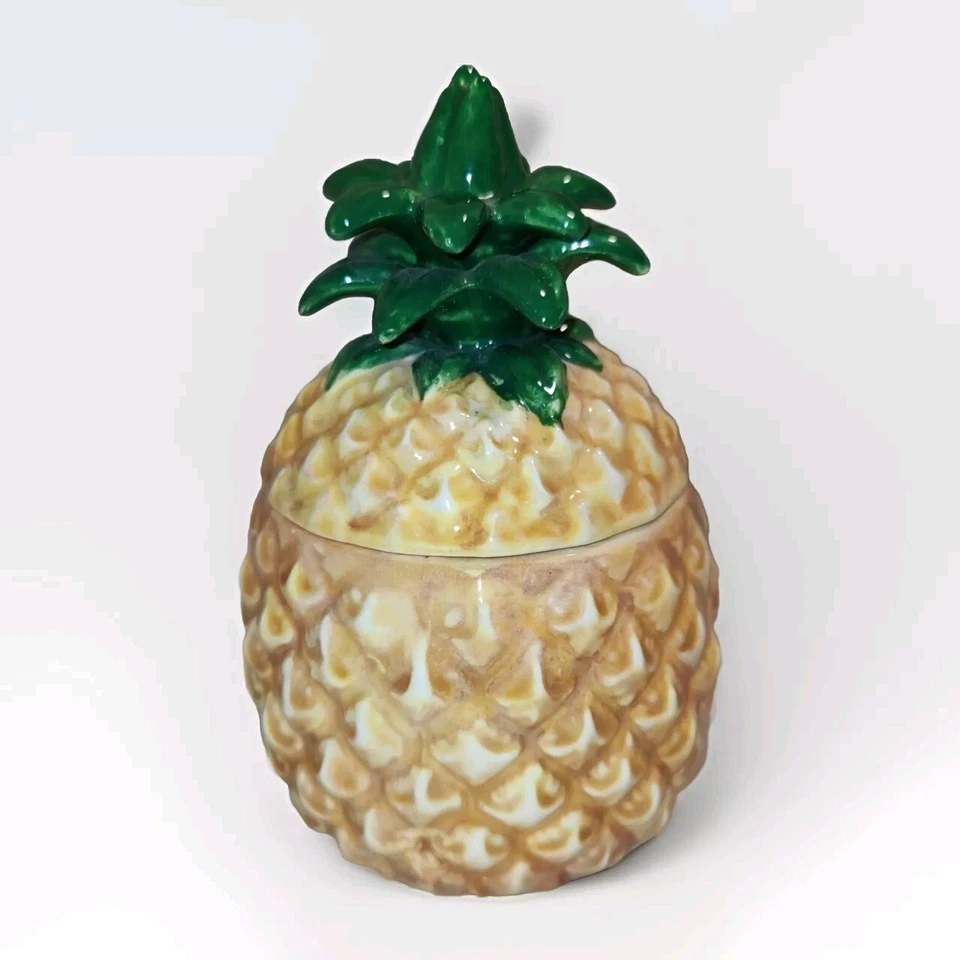 Tarro de piña de cerámica almacenamiento figura Padi pequeño Luau centro de mesa de verano Foto 3 de 4