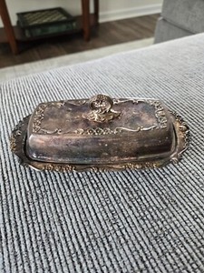 Vintage Guildcraft Silversmiths Butter Dish Covered Dish with Lid 1096 J44