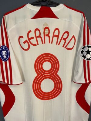 MENS LIVERPOOL 2007/2008 UEFA STEVEN GERRARD SOCCER FOOTBALL SHIRT